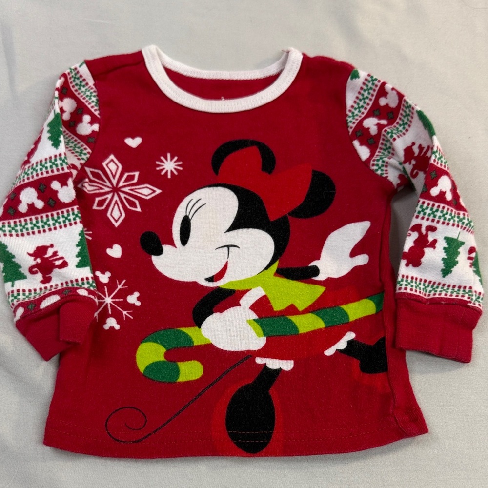 🛑 
Disney - Festive Red Long Sleeve Tee with Minnie Mouse